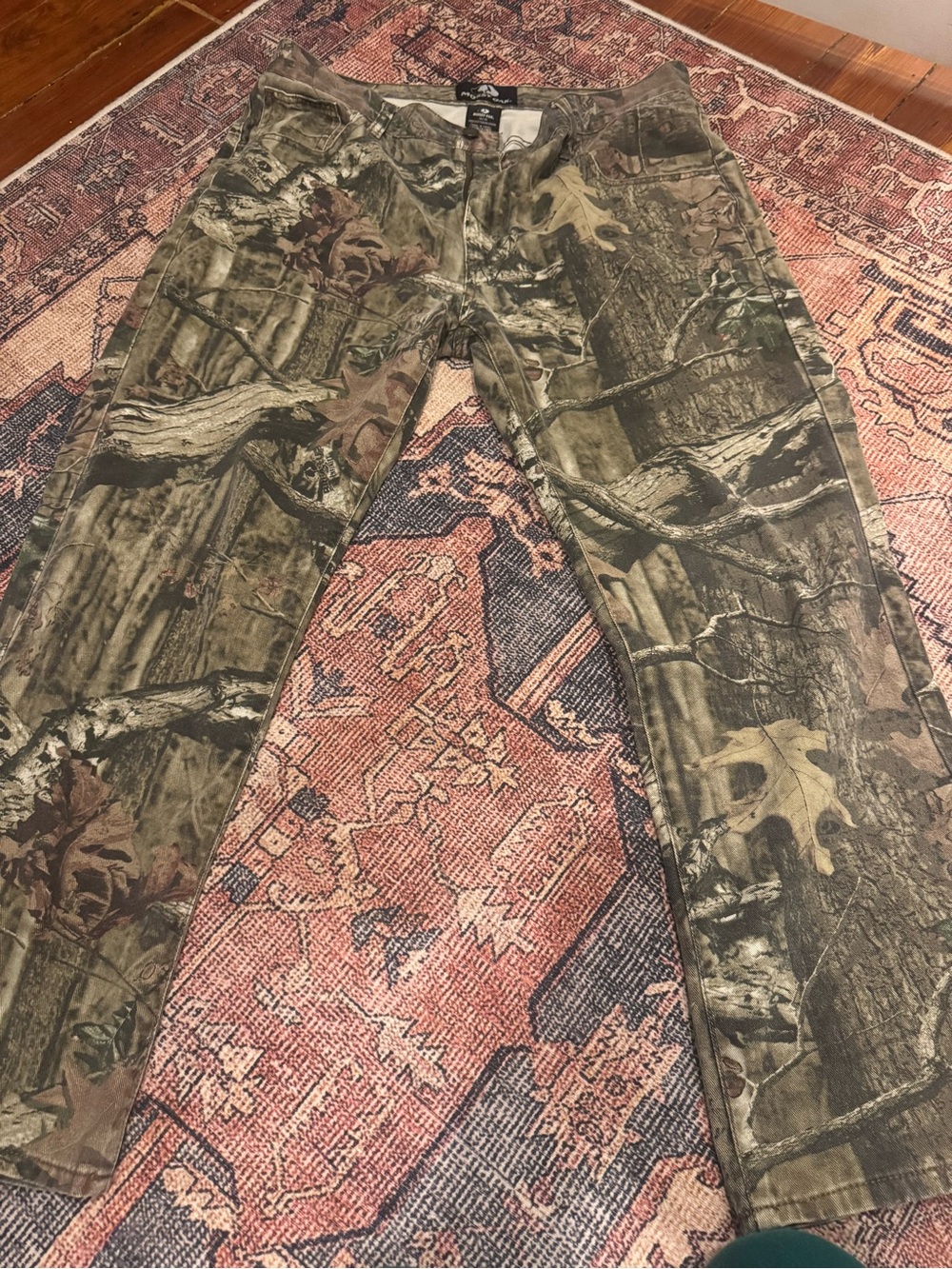 VTG mossy oak Men's Camo Hunting Pants - Realtree-Style Olive/ Brown